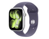 Apple Watch S11 46mm aluminium w kolorze srebrnym z paskiem sportowym w kolorze mleczny fiolet M/L
