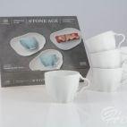 Zestaw filiżanek 250 ml / 6 szt. - STONE AGE / Biały - zdjęcie