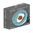 Zestaw talerzy płytkich 25 cm / 6 szt. - STONE AGE / Biały - zdjęcie