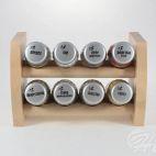 Półka z przyprawami / 8 szt. - NATURALNY ze srebrnymi nakrętkami (1832927532) - zdjęcie