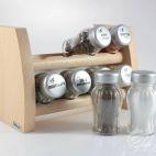 Półka z przyprawami / 8 szt. - NATURALNY ze srebrnymi nakrętkami (1832927532) - zdjęcie