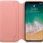 Etui do iPhone Xs Apple Leather Folio Case - różowe - zdjęcie