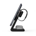 Ładowarka Indukcyjna Crong MagSpot Pivot Stand 3w1 - czarna - zdjęcie