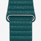 Apple pasek Apple Watch 46mm z karbowanej skóry w kolorze pawiego pióra - rozmiar M - zdjęcie