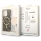 Etui do iPhone 14 Pro Max Guess 4G Gold Brown Magsafe + Charger - brązowe - zdjęcie