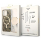 Etui do iPhone 13 Pro Guess 4G Gold Brown Magsafe + Charger - brązowe - zdjęcie