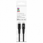 Kabel USB-C - Lightning 2m B.On Cotton MFI - czarny - zdjęcie 