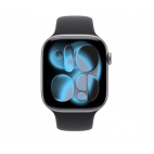 Apple Watch S11 46mm aluminium w kolorze gwiezdnej szarości z paskiem sport. w kolorze czarnym M/L - zdjęcie