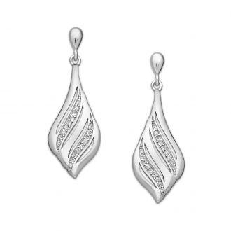 Długie srebrne kolczyki z cyrkoniami - zdjęcie główne