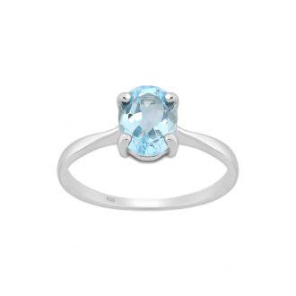 Srebrny pierścionek z błękitnym topazem - Europa 11, US 6 - zdjęcie główne