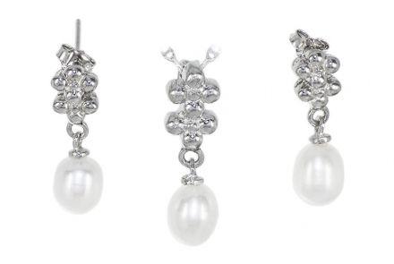Srebrny komplet biżuterii z perłami - zdjęcie główne