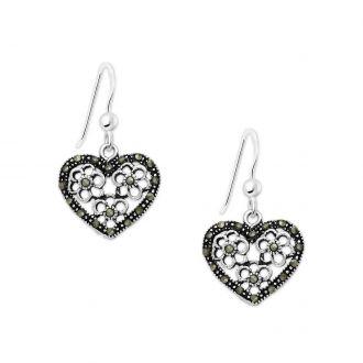 Srebrne kolczyki serca z Markazytami - zdjęcie główne