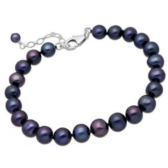 Srebrna bransoletka z czarnymi perłami - zdjęcie główne