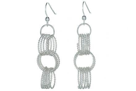 Srebrne kolczyki połączone koła - zdjęcie główne