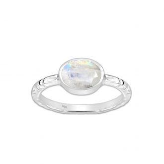 Srebrny pierścionek z Kamieniem Księżycowym - Europa 18; US 8,5 - zdjęcie główne