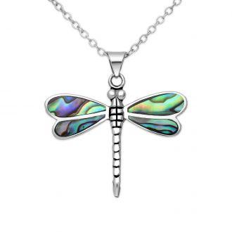 Srebrny wisior ważka z muszlą Abalon - zdjęcie główne