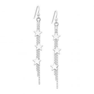 Długie kolczyki srebrne gwiazdki - zdjęcie główne