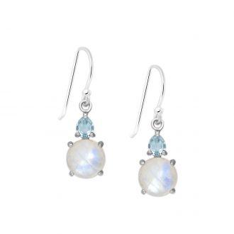 Srebrne kolczyki z kamieniem księżycowym i topazem - zdjęcie główne