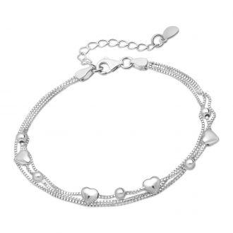 Srebrna bransoletka z sercami - zdjęcie główne