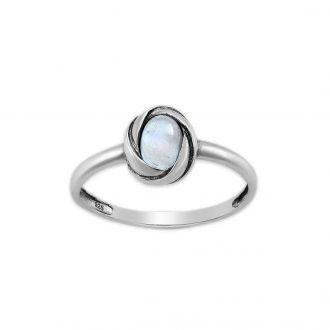 Srebrny pierścionek z Kamieniem Księżycowym - Europa 23, US 10,5 - zdjęcie główne