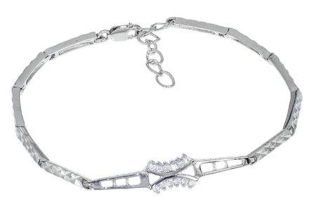Rodowana srebrna bransoletka z cyrkoniami - zdjęcie główne