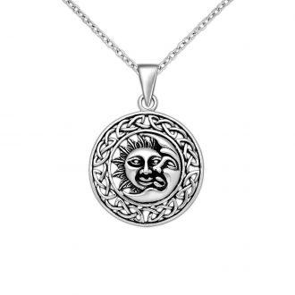 Celtycki srebrny wisiorek z symbolem słońca i księżyca - zdjęcie główne