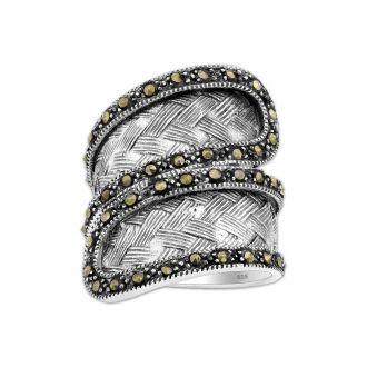 Szeroki srebrny pierścień z Markazytami - Europa 16; US 7 - zdjęcie główne