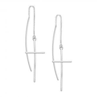 Długie srebrne kolczyki krzyżyki - zdjęcie główne