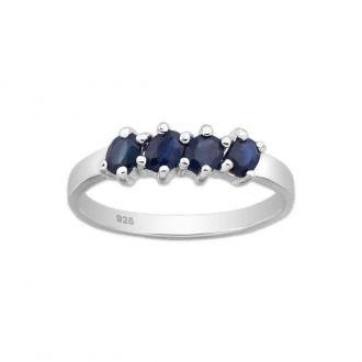 Srebrny pierścionek z Szafirami - Europa 11, US 5 - zdjęcie główne