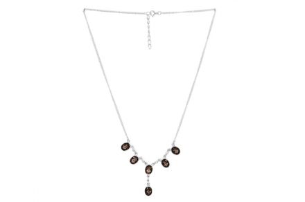 Srebrny naszyjnik z kwarcem dymnym - zdjęcie główne