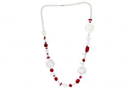 Długi naszyjnik koral perły masa perłowa - zdjęcie główne