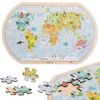 Drewniane puzzle - Mapa świata - zdjęcie główne