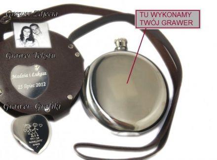 Piersiówka Manierka 240ml Okrągła w Etui +GRAWER - zdjęcie główne