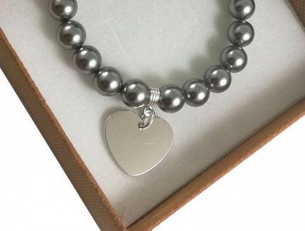 Bransoletka Serce +GRAWER Perły SWAROVSKI® CRYSTALS - zdjęcie główne