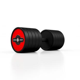 Hantla stalowa gumowana 42,5 kg czerwony połysk - Marbo Sport - zdjęcie główne