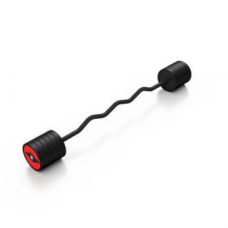 Sztanga gumowana łamana 55 kg czerwony połysk - Marbo Sport - zdjęcie główne