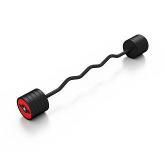 Sztanga gumowana łamana 40 kg czerwony połysk - Marbo Sport - zdjęcie główne