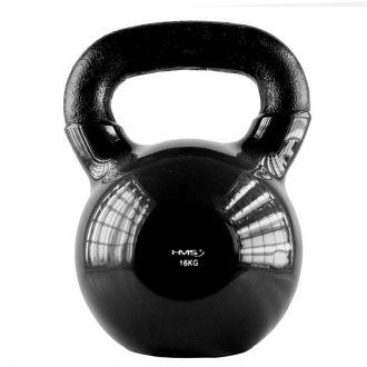 Hantla winylowa żeliwna kettlebell czarna 16 kg - HMS - zdjęcie główne