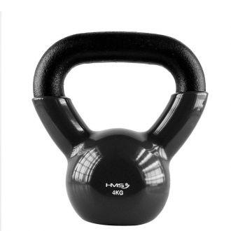 Hantla winylowa żeliwna kettlebell czarna 4 kg - HMS - zdjęcie główne