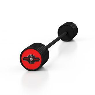 Sztanga gumowana prosta 50 kg czerwony połysk - Marbo Sport - zdjęcie główne
