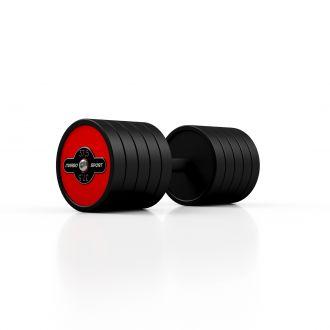 Hantla stalowa gumowana 37,5 kg czerwony połysk - Marbo Sport - zdjęcie główne