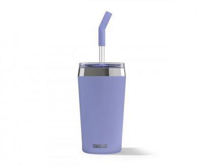 Kubek termiczny ze szklaną słomką HELIA Sigg 450 ml (fioletowy) Peaceful Blue - zdjęcie główne