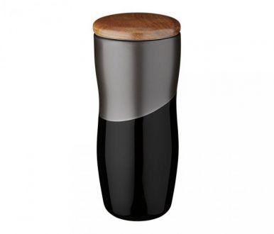 Kubek termiczny ceramiczny 400 ml z dwiema ściankami AMBI (czarny/grafitowy) - zdjęcie główne
