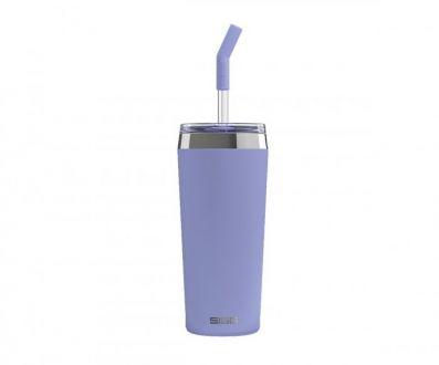 Kubek termiczny ze szklaną słomką HELIA Sigg 600 ml (fioletowy) Peaceful Blue - zdjęcie główne