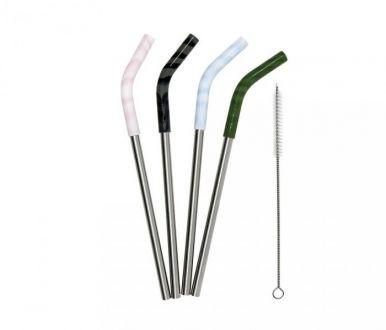 Słomki ze stali nierdzewnej MIZU komplet 4 szt STRAW SET (wielokolorowy) - zdjęcie główne