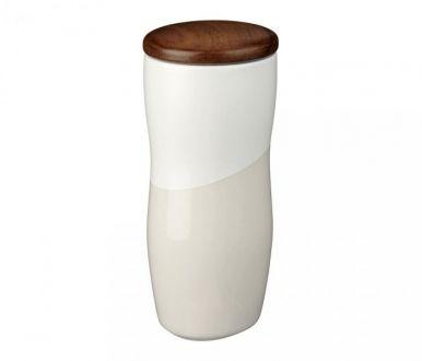 Kubek termiczny ceramiczny 400 ml z dwiema ściankami AMBI (biały/beżowy) - zdjęcie główne