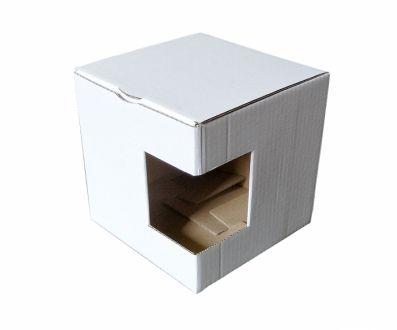 Pudełko kartonowe z okienkiem na kubek (biały) - zdjęcie główne