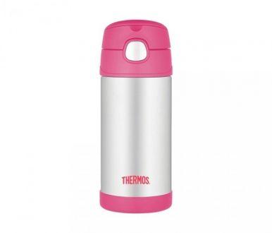 Kubek dla dzieci ze słomką Thermos FUNtainer 355 ml (stalowy/różowy) - zdjęcie główne