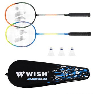 Zestaw do Badmintona 2 rakiety + pokrowiec NILS NRZ005 STEEL+ 3 lotki Wish - zdjęcie główne