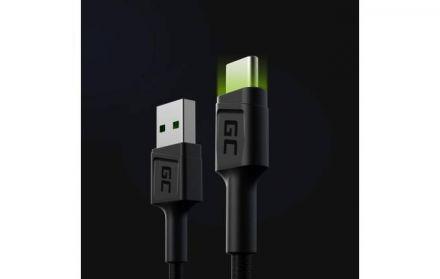 Green Cell Ray - Kabel Przewód USB - USB-C 120cm z zielonym podświetleniem LED i obsługą szybkiego ładowania Ultra Charge, QC 3.0 - zdjęcie główne